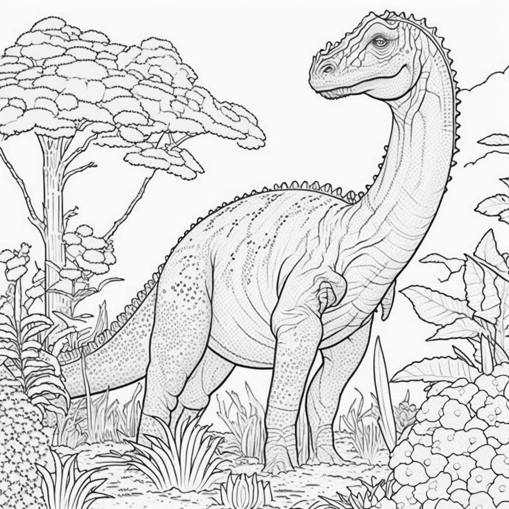 AI Midjourney Prompts for Dinosaur coloring pages