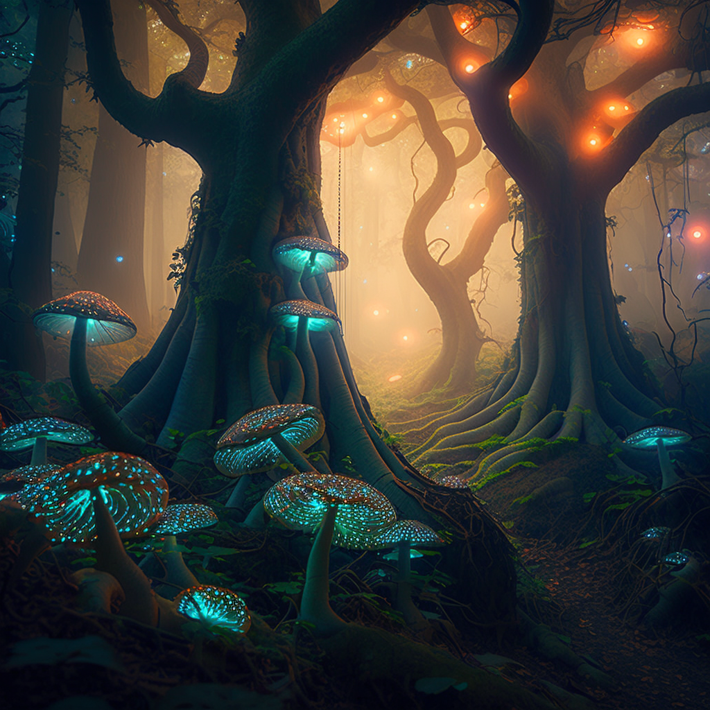 AI Midjourney Prompt for Enchanting Twisted Forest