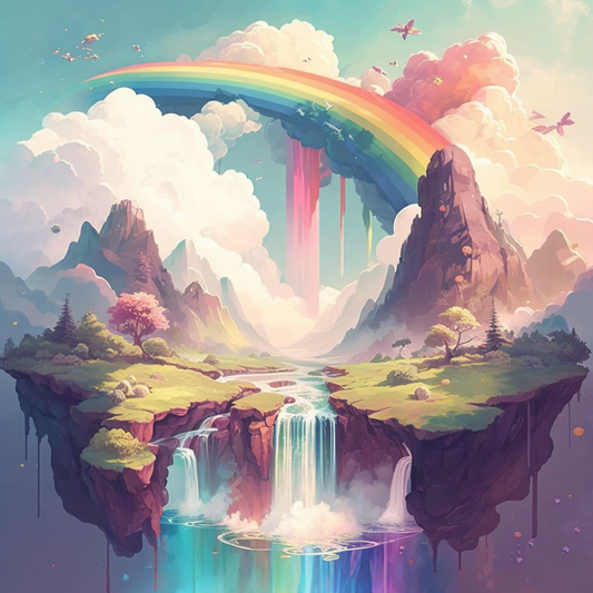 AI Midjourney Prompt for Rainbow Landscapes