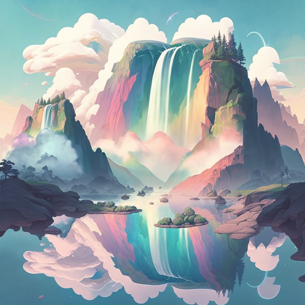 AI Midjourney Prompt for Rainbow Landscapes