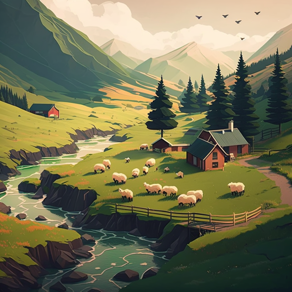 AI Midjourney Prompt for Colorful landscape