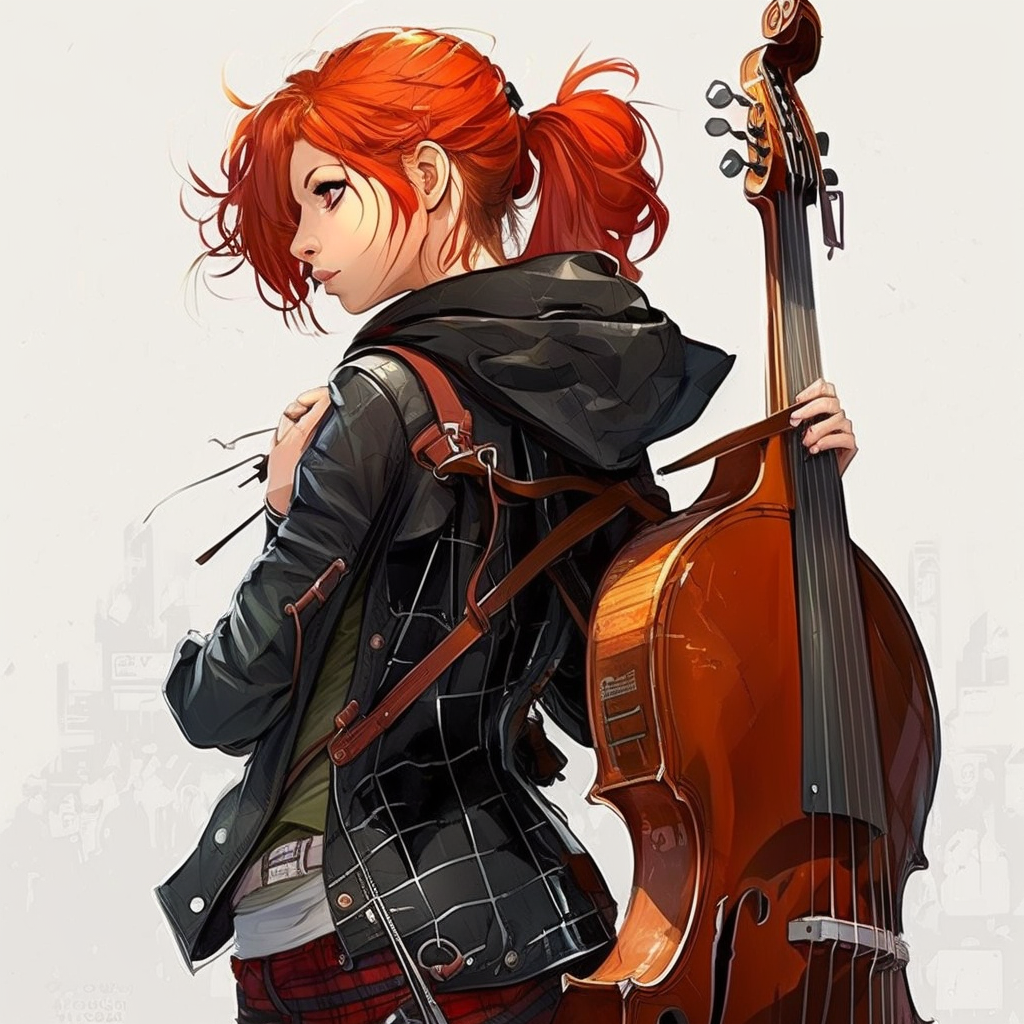 AI Midjourney Prompt for Anime character with Musical Instrument