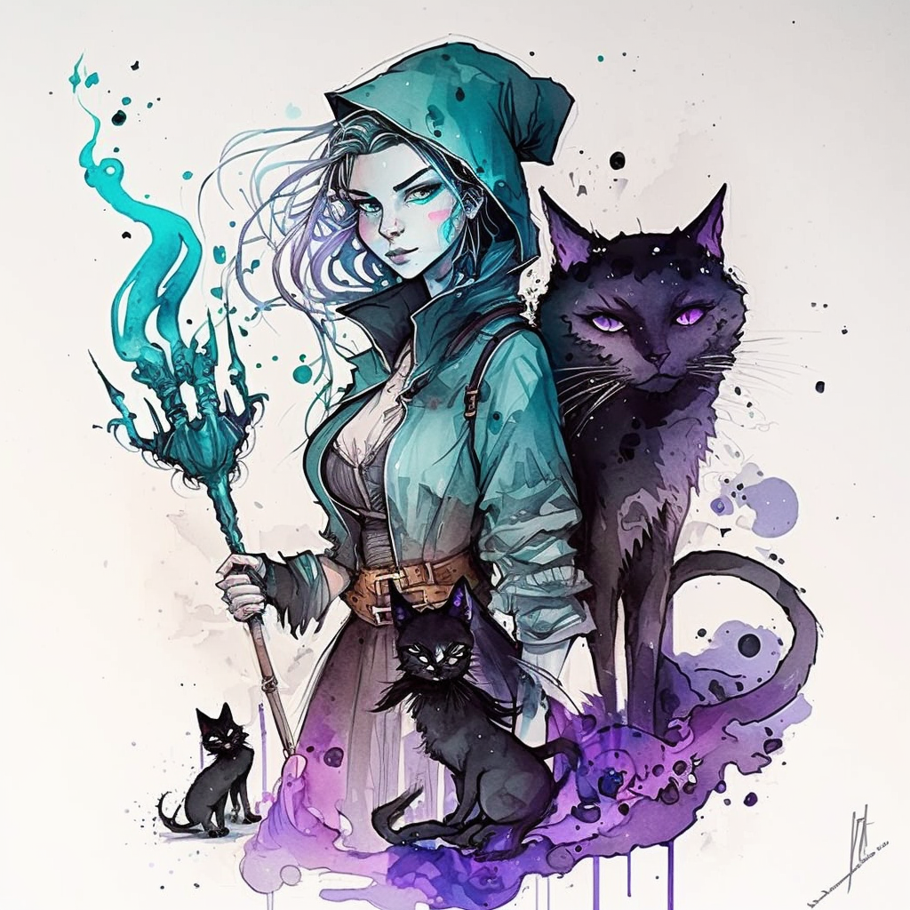 AI Midjourney Prompt for Storybook Illustrations - Young Witch