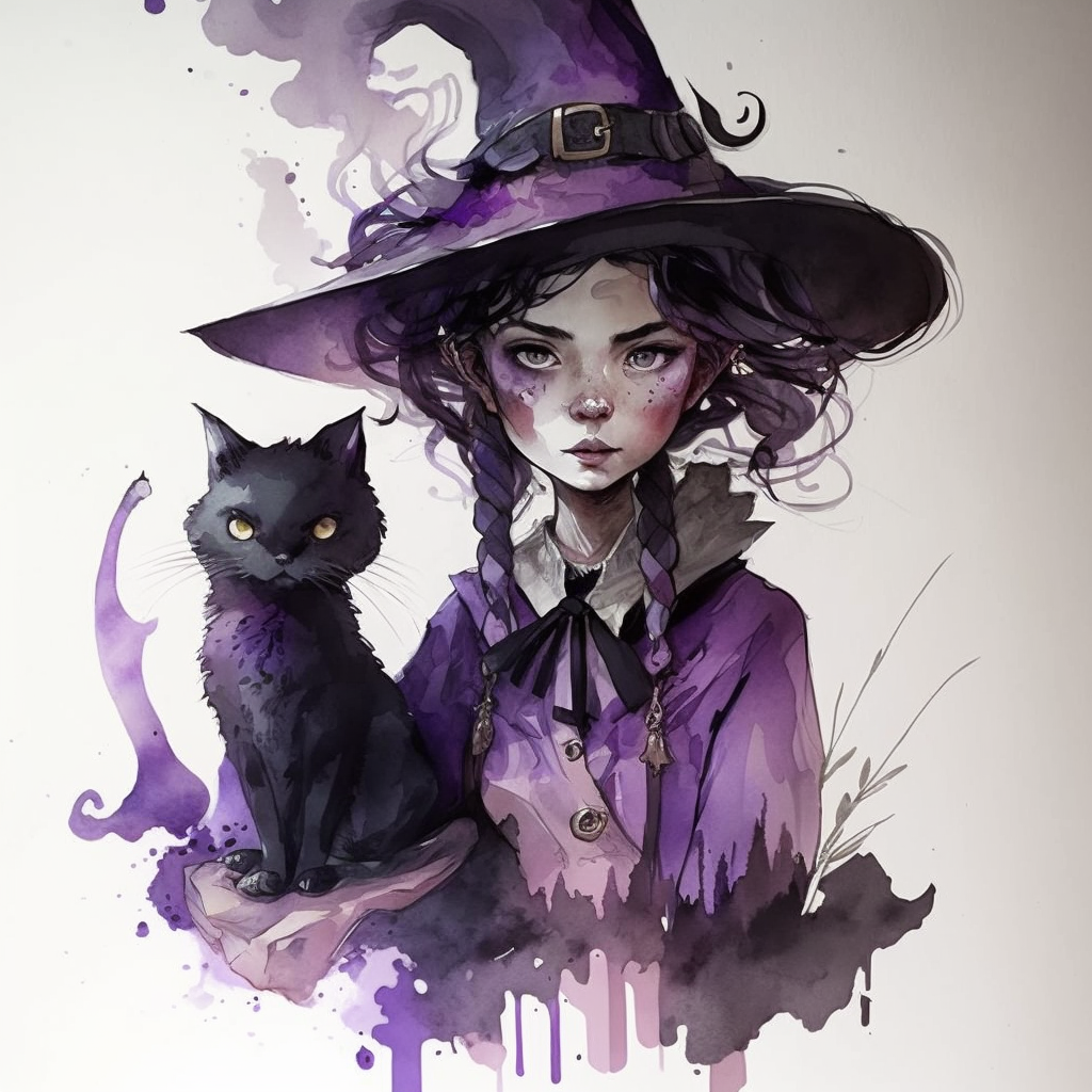 AI Midjourney Prompt for Storybook Illustrations - Young Witch