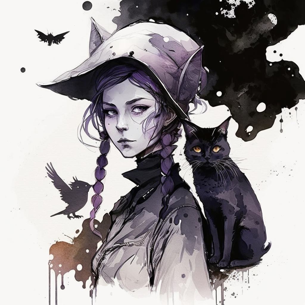 AI Midjourney Prompt for Storybook Illustrations - Young Witch