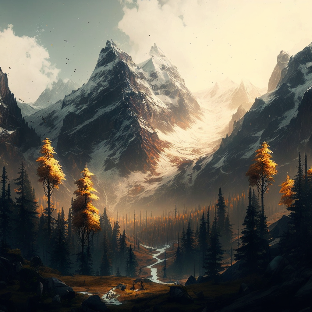 AI Midjourney Prompt for Mountain ranges