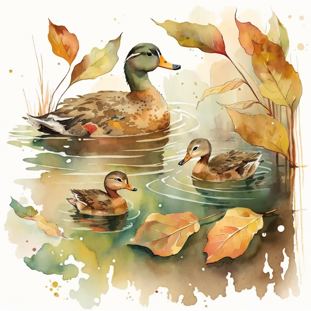 AI Midjourney Prompt for Family of Ducks