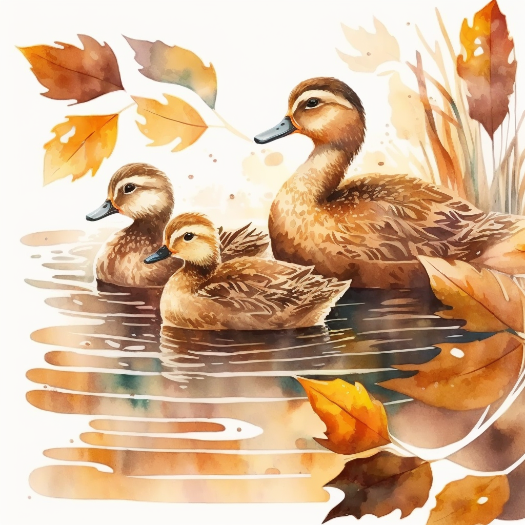 AI Midjourney Prompt for Family of Ducks