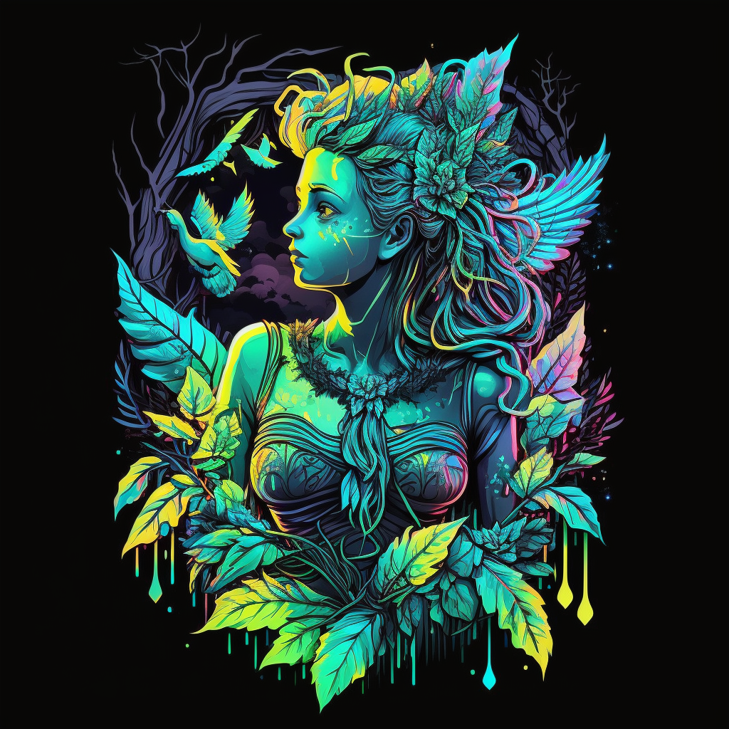 AI Midjourney Prompt for T-Shirt Neon Colors