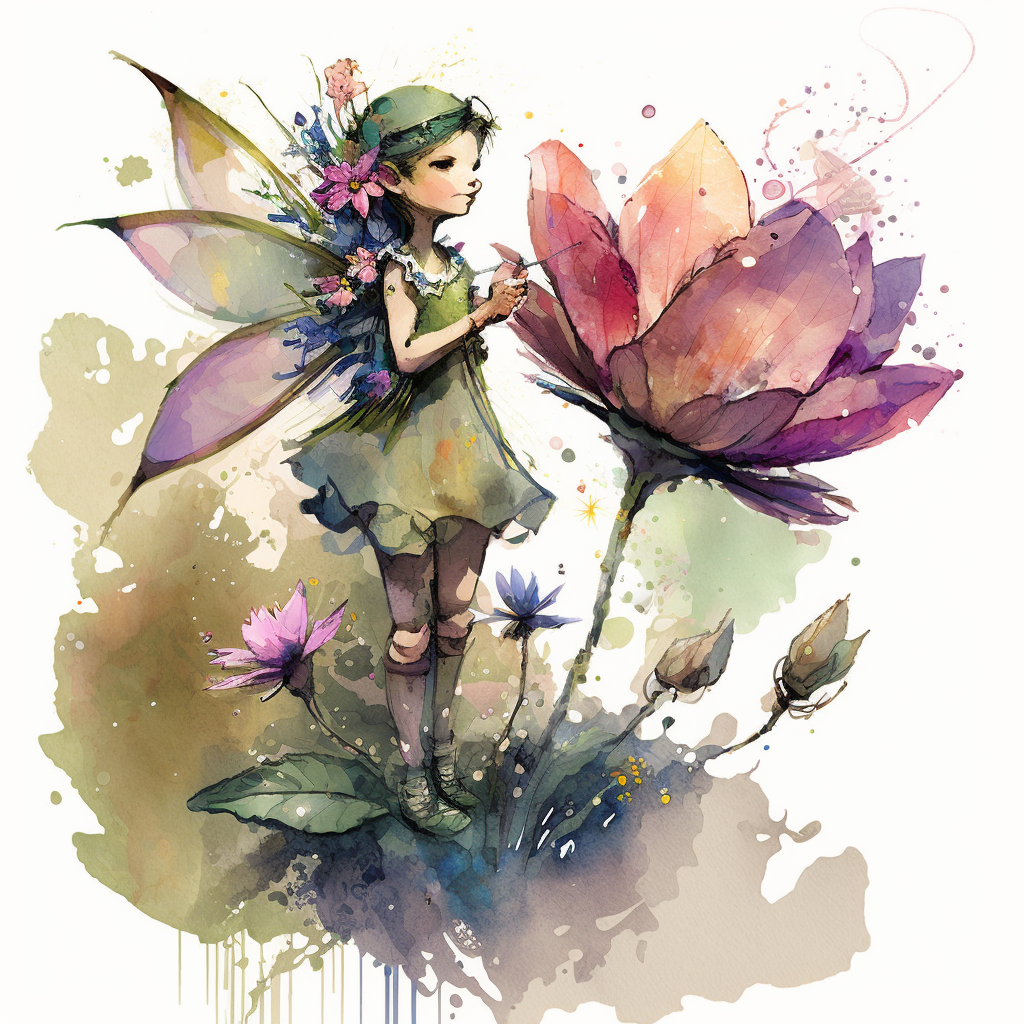 AI Midjourney Prompt for Watercolor Fairy