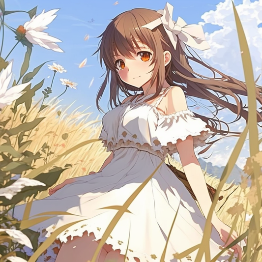 AI Midjourney Prompt for Anime Meadow Illustration