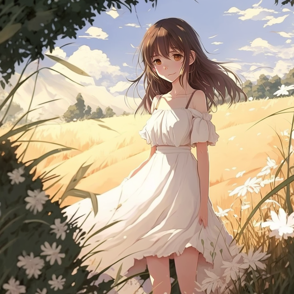AI Midjourney Prompt for Anime Meadow Illustration