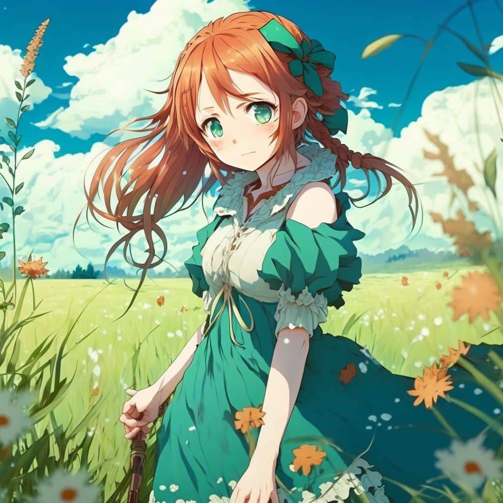 AI Midjourney Prompt for Anime Meadow Illustration