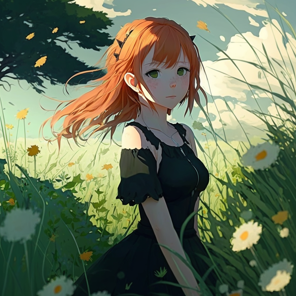 AI Midjourney Prompt for Anime Meadow Illustration