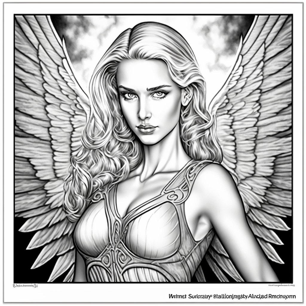 AI Midjourney Prompts for Angelic Adult coloring pages