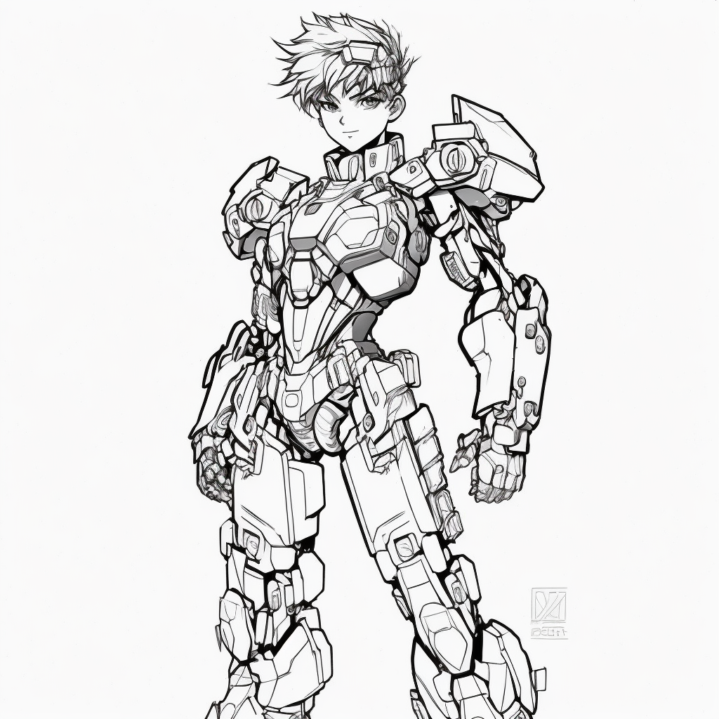 AI Midjourney Prompts for Robot Style Coloring pages