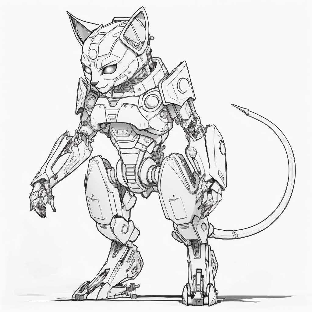 AI Midjourney Prompts for Robot Style Coloring pages