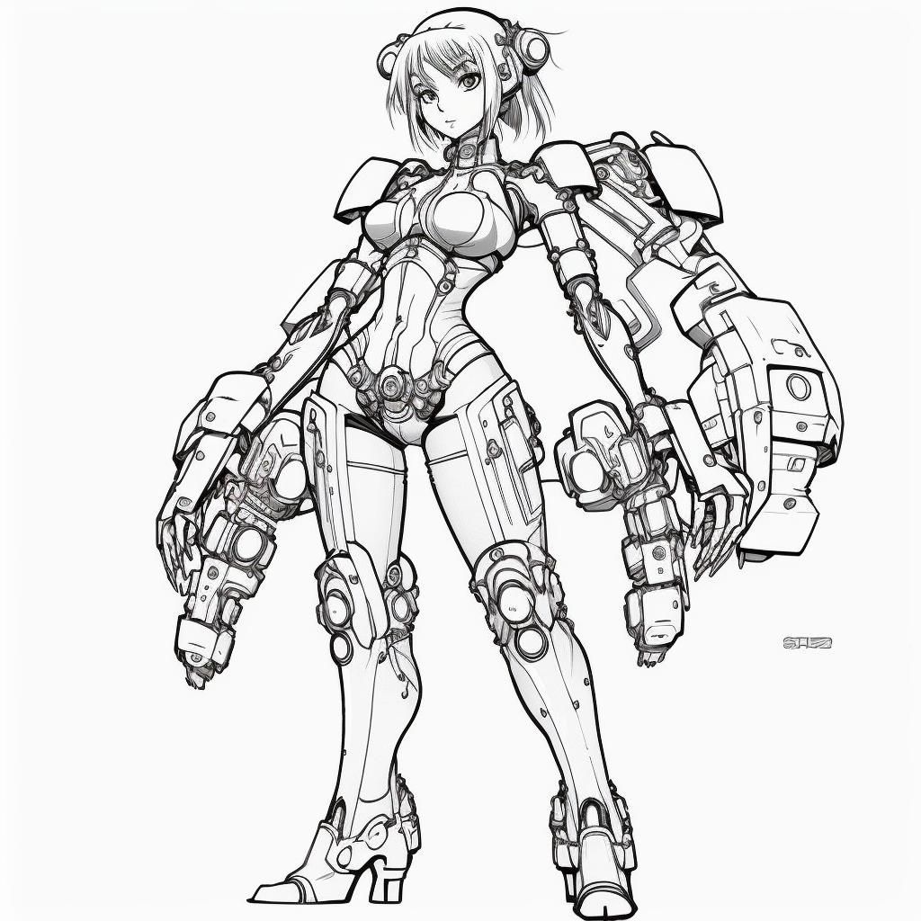 AI Midjourney Prompts for Robot Style Coloring pages