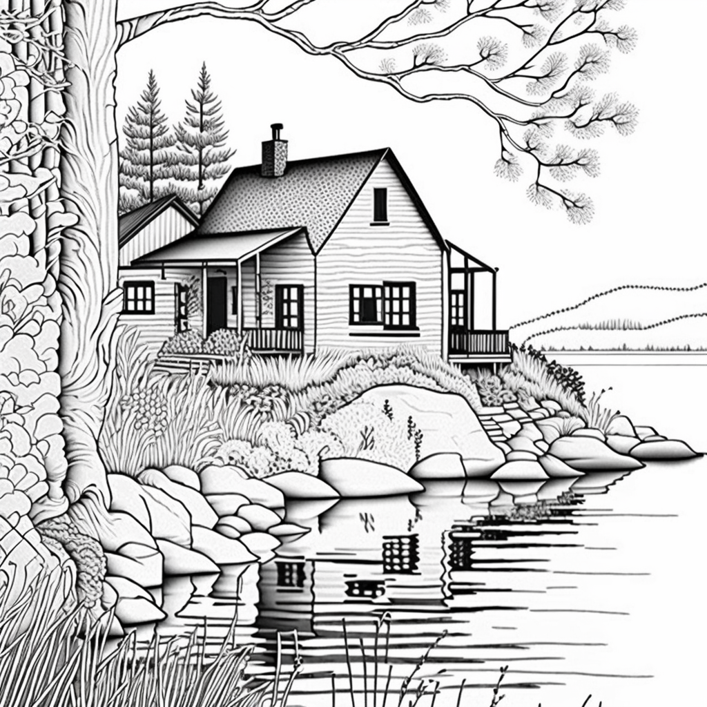 AI Midjourney Prompts for House coloring pages