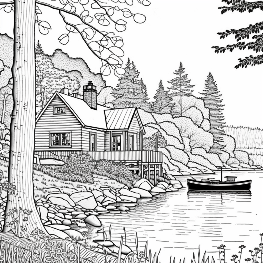 AI Midjourney Prompts for House coloring pages
