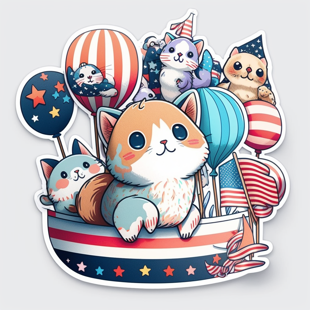 AI Midjourney Prompts for Independence day Animal Stickers