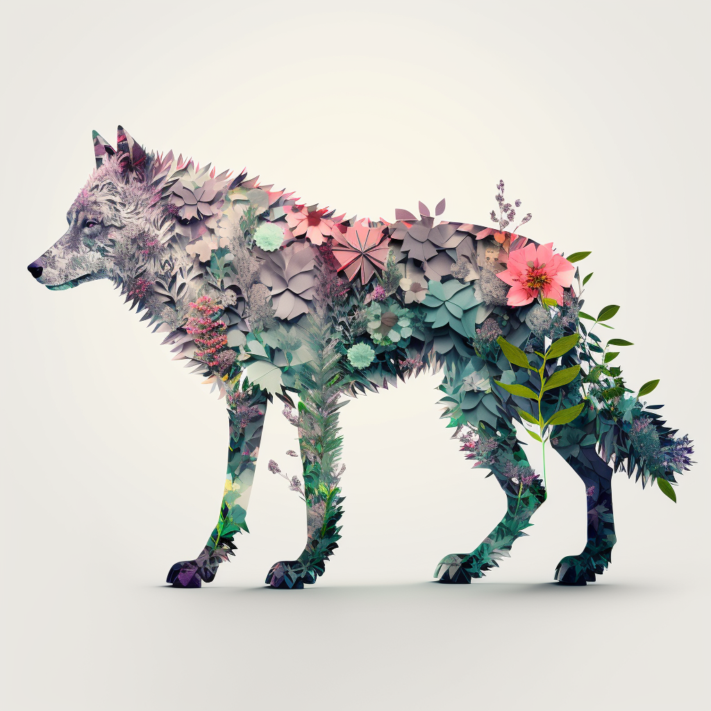 AI Midjourney Prompt for Flowery animals