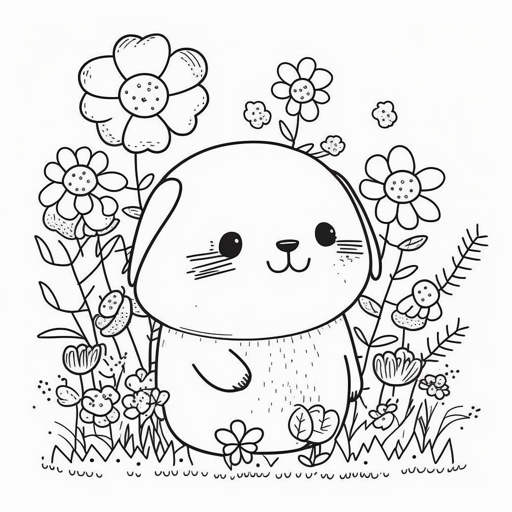 AI Midjourney Prompt for Kids Animal Coloring Page