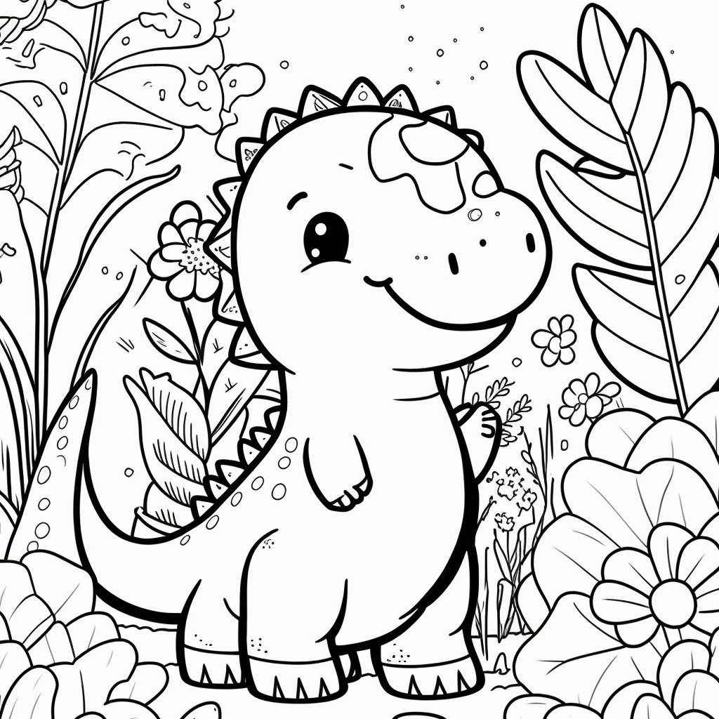 AI Midjourney Prompt for Kids Animal Coloring Page