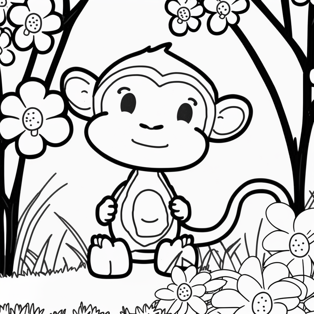 AI Midjourney Prompt for Kids Animal Coloring Page
