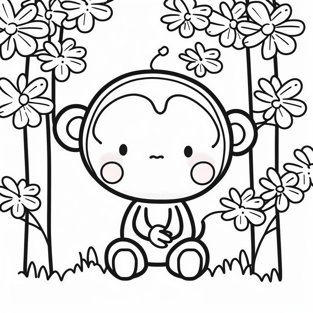 AI Midjourney Prompt for Kids Animal Coloring Page