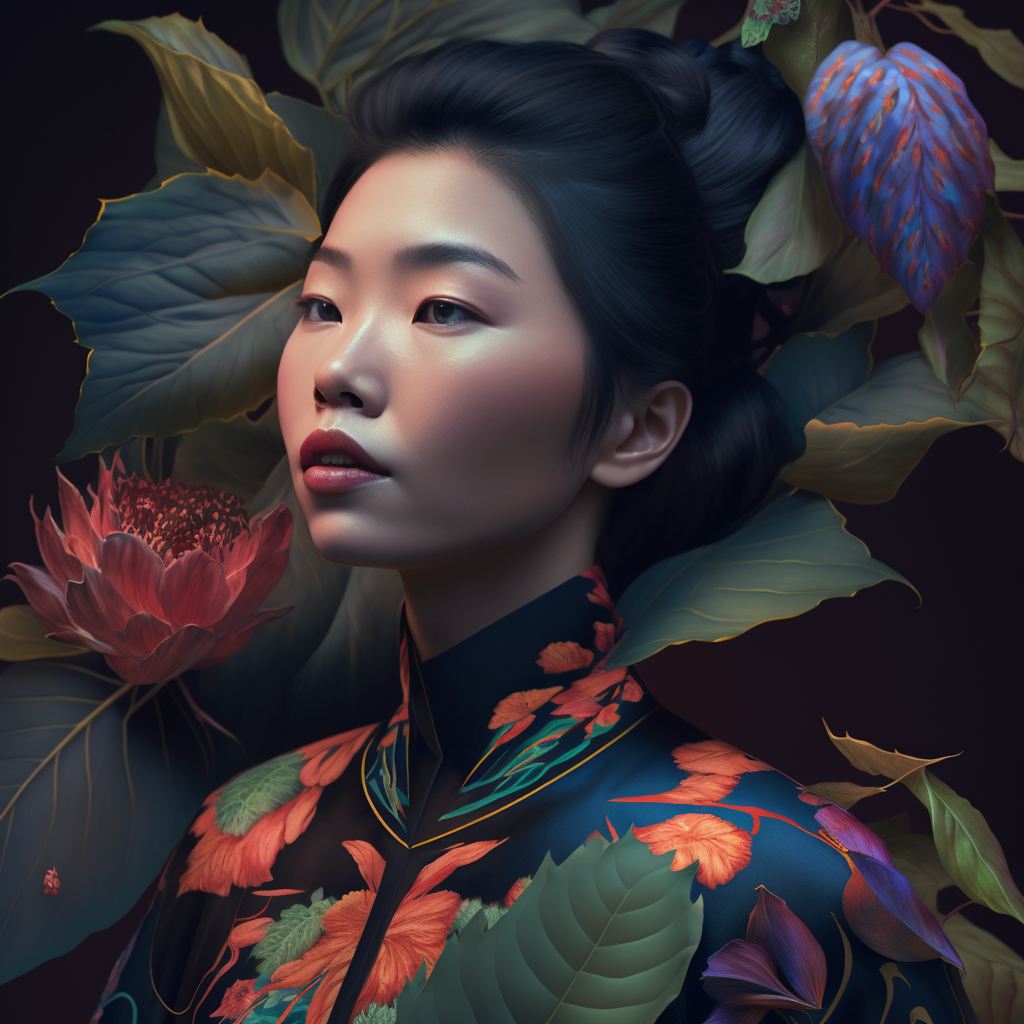 AI Midjourney Prompt for Colorful Potraits with Flowers