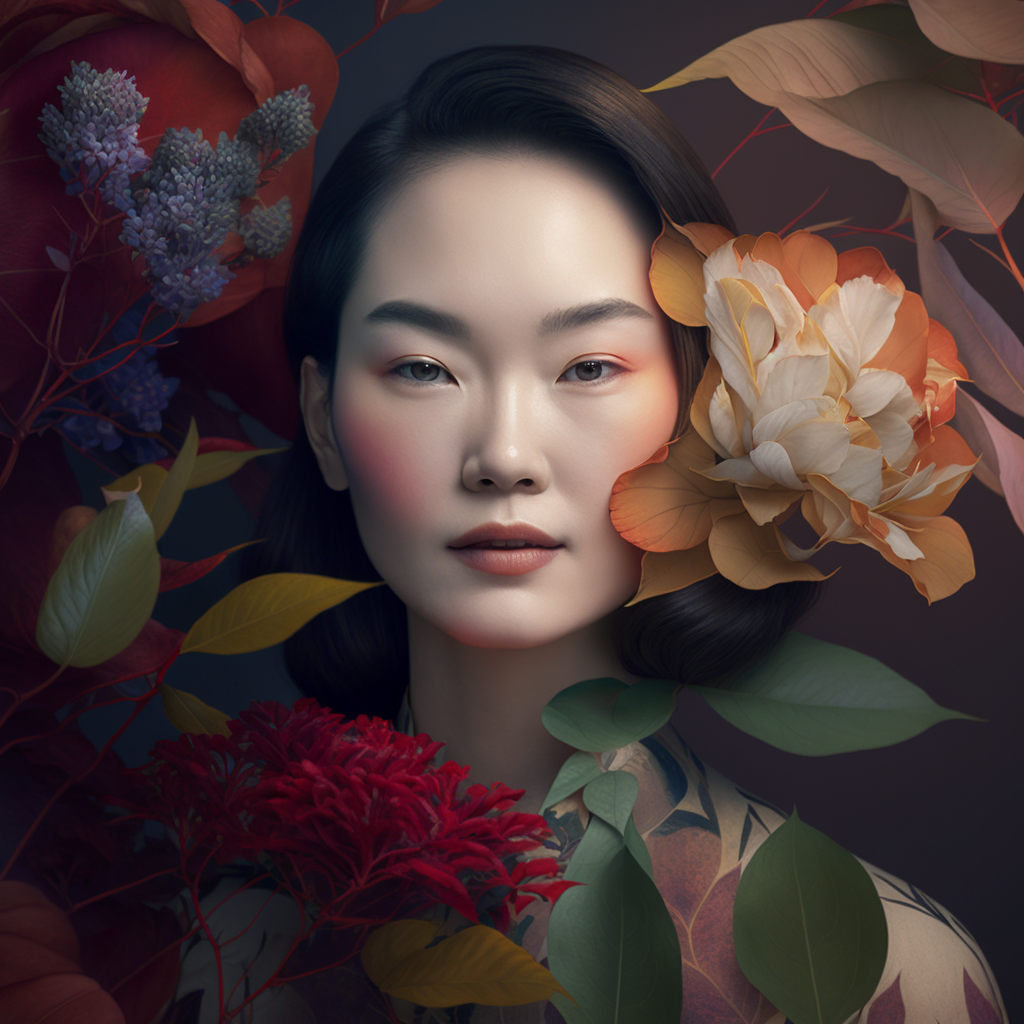 AI Midjourney Prompt for Colorful Potraits with Flowers