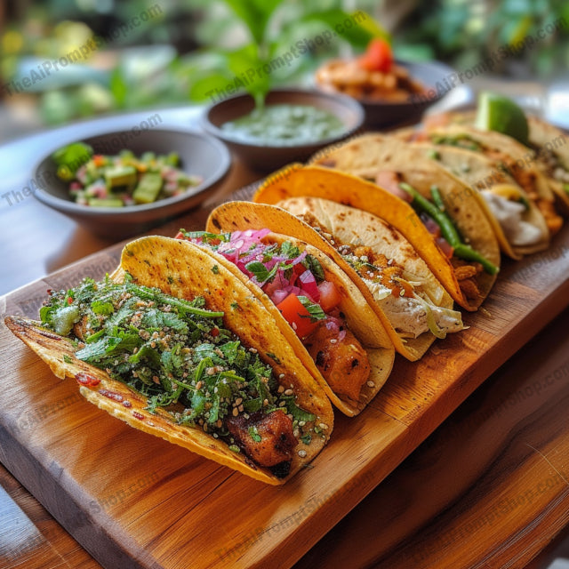 A Culinary Journey in Color AI MidJourney Image Prompt, Food, 4259Asian dishes, chat gpt, chat gpt prompts, chatgpt, chatgpt prompts, Comfort food, Culinary art, Cultural cuisine, Delicious dishes, Exquisite eating experience, Flavorful and colorful food, Food photography, Foodie photography, Gastronomic delights, Gourmet food styling, Gourmet meals, International dishes, Italian cuisine, Mexican food, midjourney, Pasta with meatballs, Ramen bowl, Sandwich and chips, Tacos platter, Vibrant food presentation