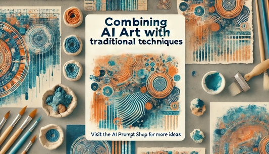 Combining AI Art with Traditional Techniques"—tips on mixing AI-generated elements with physical media. Find more at The AI Prompt Shop