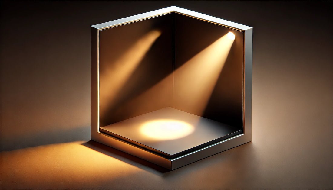 A highly realistic digital art scene with a focus on light and shadow, featuring a central object illuminated by a soft, dramatic light source that creates detailed, lifelike shadows and adds depth and dimension to the image.