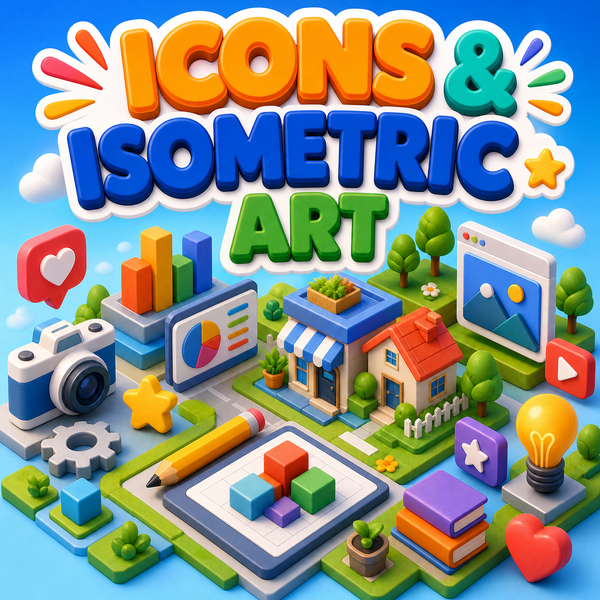 Icons & Isometric Art AI image prompts collection