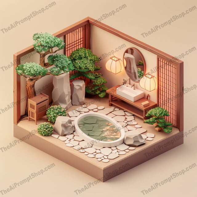 Japanese-Inspired Miniature Room AI MidJourney Image Prompt, 8069