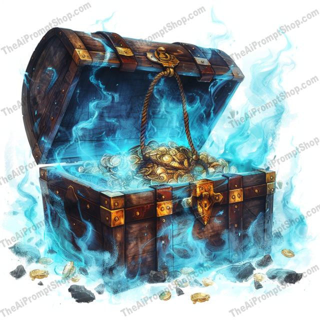 Magical Treasure Chests AI MidJourney Image Prompt, 8867 Character Art, midjourney, treasure chest, magical items, mystical artifacts, glowing jewels, enchanted chest, detailed illustration, fantasy art, magic, treasure, jewels, artifacts, mystical, enchanting, illustration, fantasy, intricate design, glowing objects, mystical chest, fantasy treasure, artistic rendering, Midjourney, Ai, Ai Image Prompt, Image Prompt, Prompt