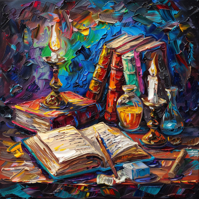 Vibrant Still Life Textured Oil Paintings AI MidJourney Image Prompt, 8099