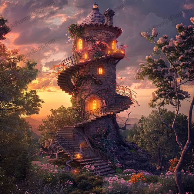 Enchanted Forest Retreat AI MidJourney Image Prompt, 8320