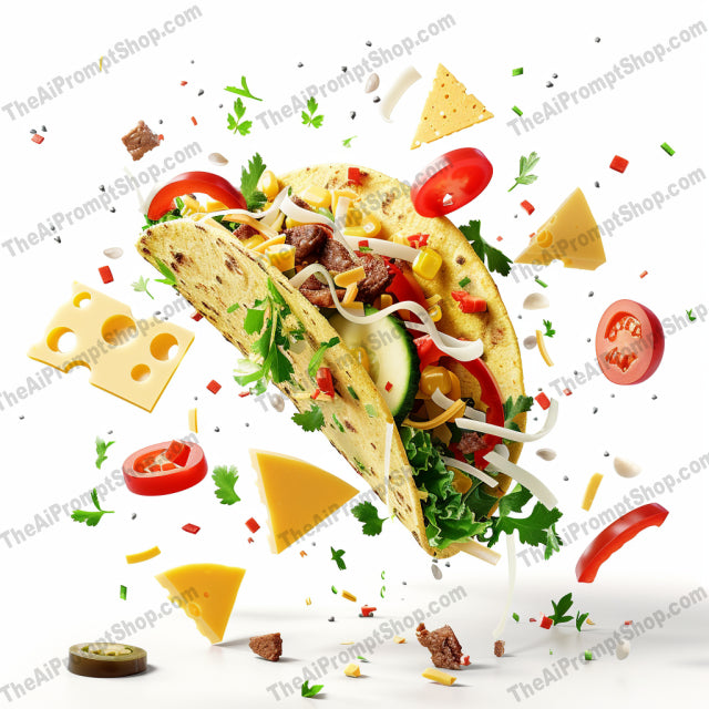 Dynamic Food Explosion Art AI MidJourney Image Prompt, 8348