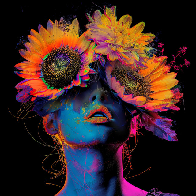 Neon Artistic Portraits AI MidJourney Image Prompt, 9624 — A striking digital portrait that combines vibrant neon colors with surreal elements to create an… — product preview image 3