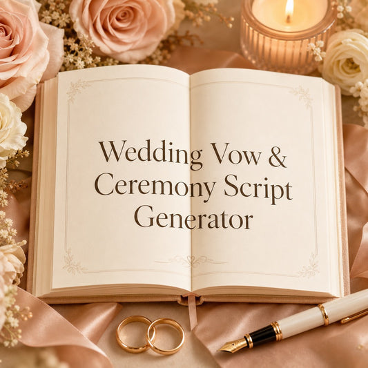 Wedding Vow & Ceremony Script Generator | ChatGPT Tool — Write wedding wording that sounds like you — cover image