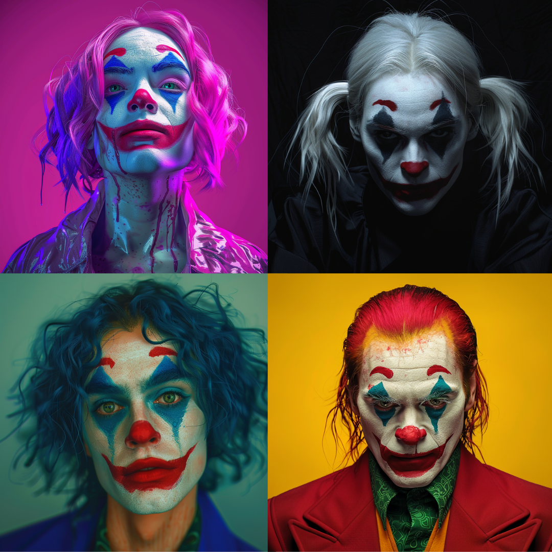 AI MidJourney Image Prompt, Vivid Clown Personas, 4859