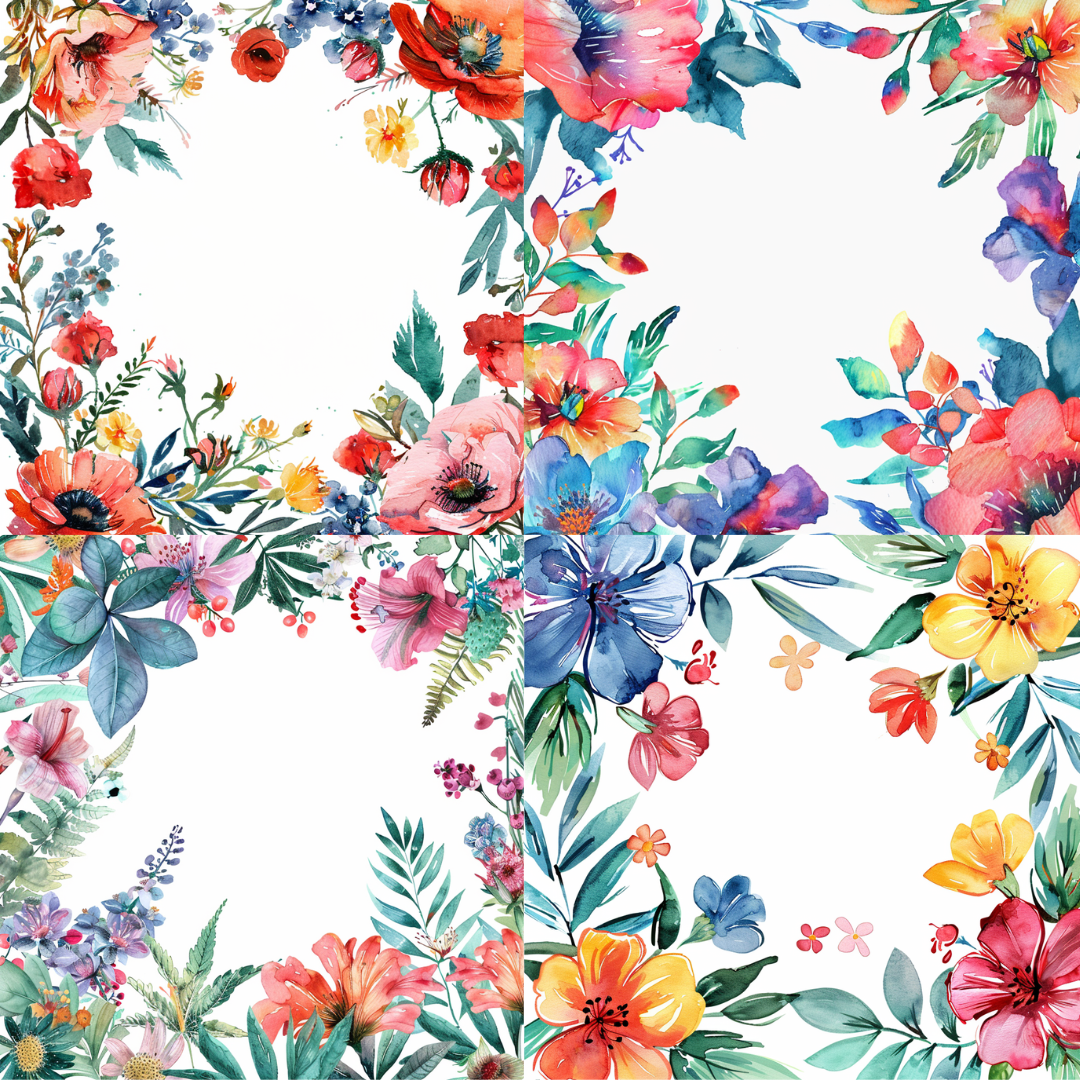 AI MidJourney Image Prompt, Floral Watercolor Wreath Collection, 4464