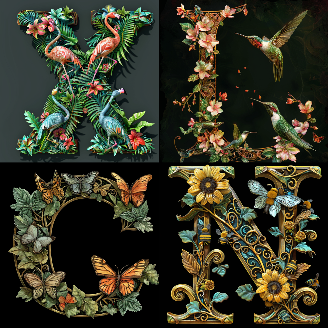 AI MidJourney Image Prompt, Ornate Alphabet Series, 4460