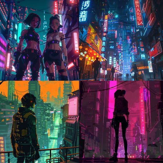 AI MidJourney Image Prompt, Neon Noir Narratives, 5140