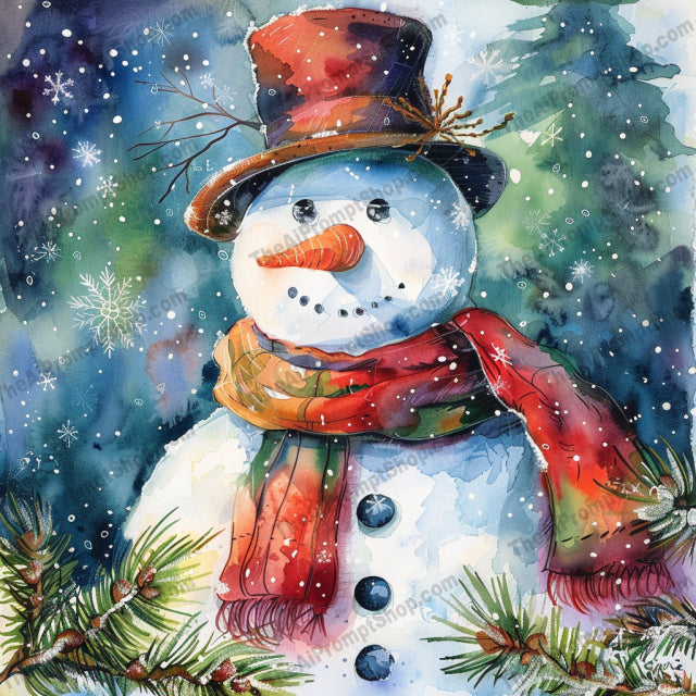 Festive Watercolor Holiday Scene AI MidJourney Image Prompt, 8410