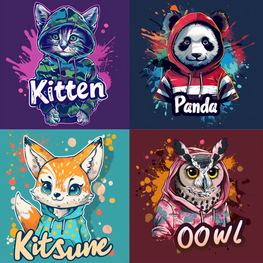 Animals in Hoodies Art AI MidJourney Image Prompt, 9374