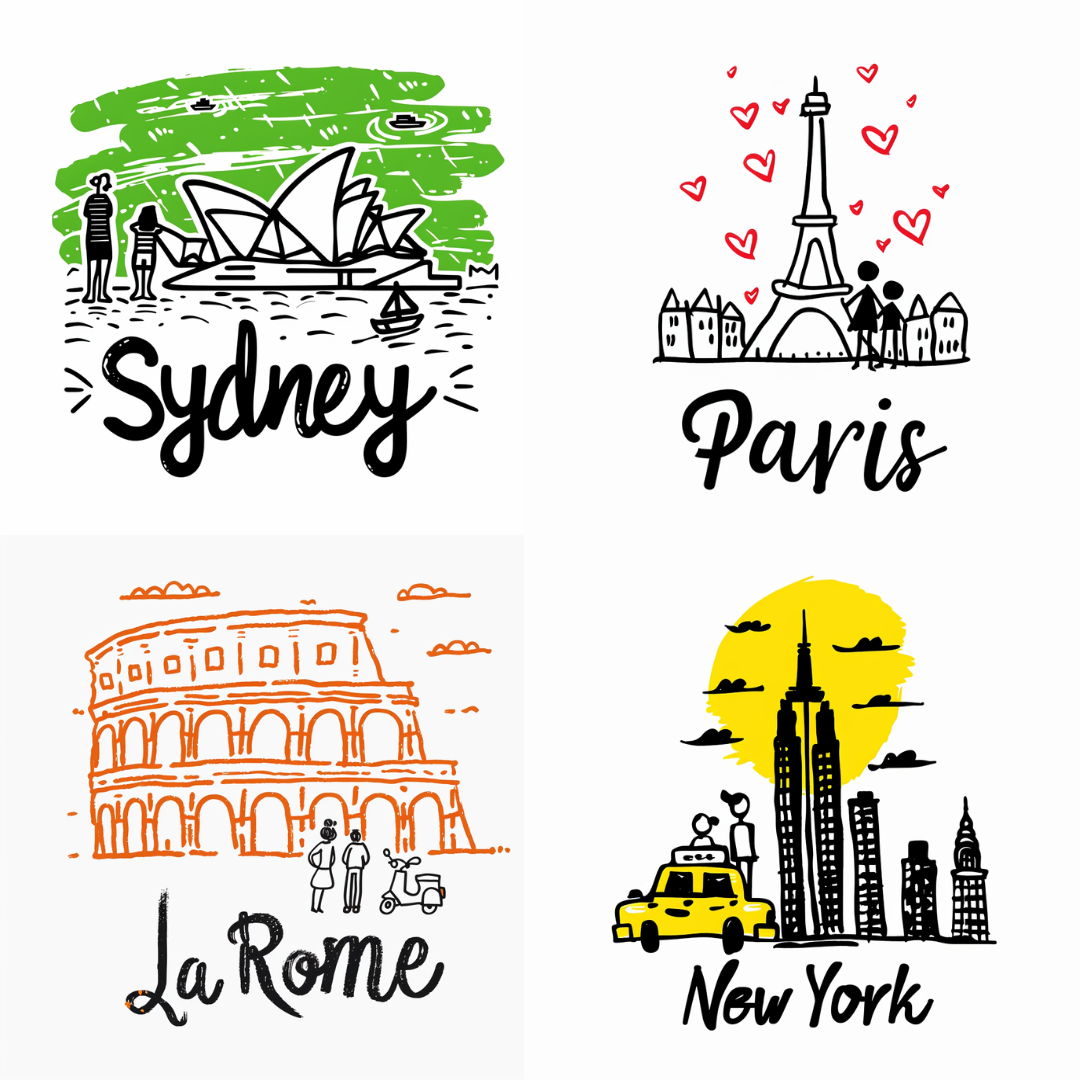 Iconic Cities Sketches AI MidJourney Image Prompt, 8047